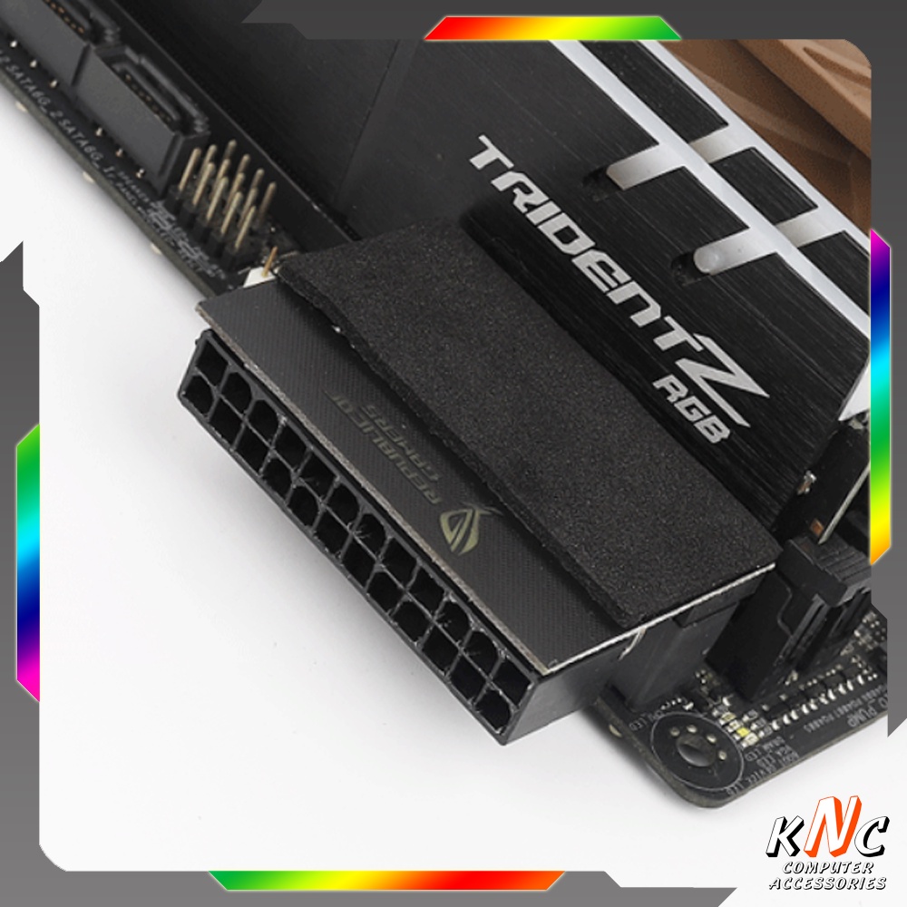 Cầu Đảo Góc 90 Độ Cho Chân Cắm 24pin Trên Mainboard Có Tích Hợp Led Sáng Logo ROG