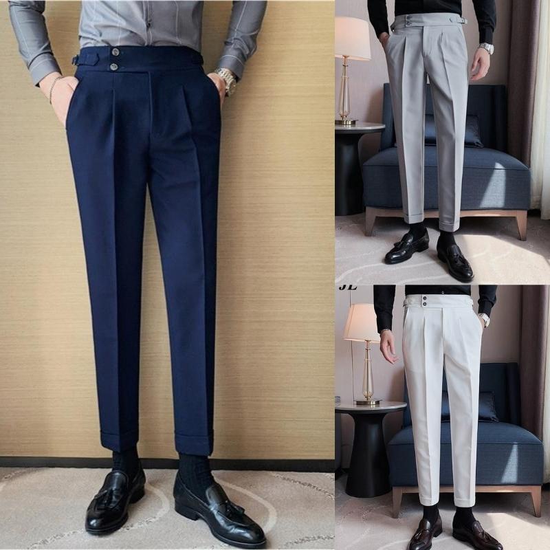 quần âu nam 2 khuy sắn gấu màu đen xanh ghi xám trắng đẹp công sở hàn quốc cao cấp ống đứng côn suông rộng co giãn