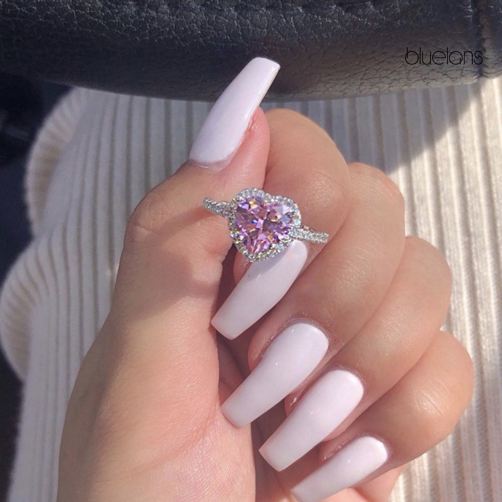 Nhẫn Bạch Kim Mạ Bạch Kim Đính Đá Zircon Toàn Diện