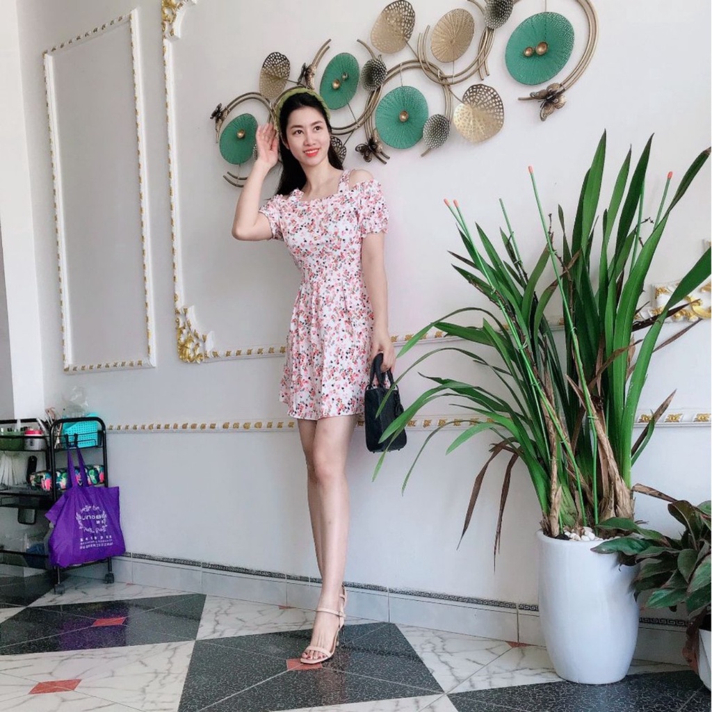 Đầm trễ vai (có kèm quần đùi trong) chất liệu lụa Nhật mịn nhẹ thoáng mát | BigBuy360 - bigbuy360.vn
