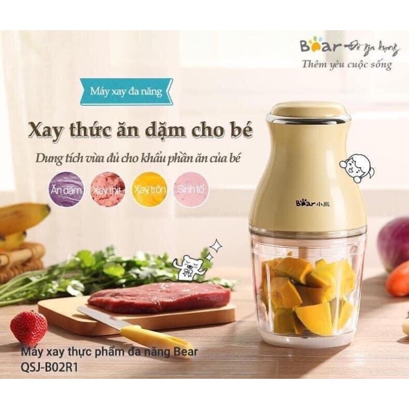 Máy xay ăn dặm cho bé Bear đa năng cao cấp 0,6 lít cối thuỷ tinh