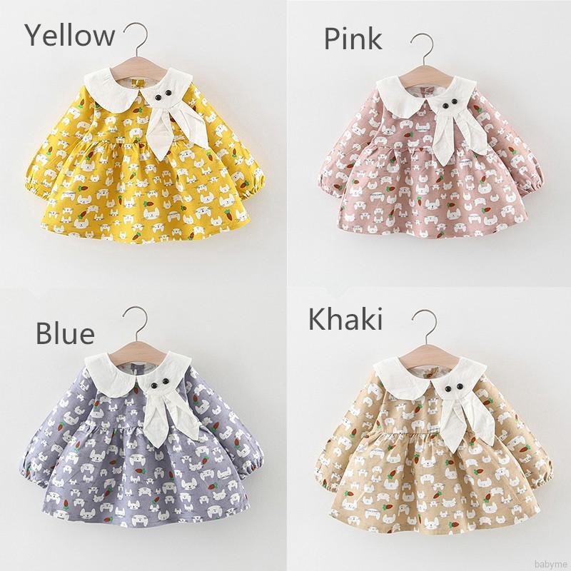 Đầm dài tay in họa tiết con vật đáng yêu dành cho bé gái