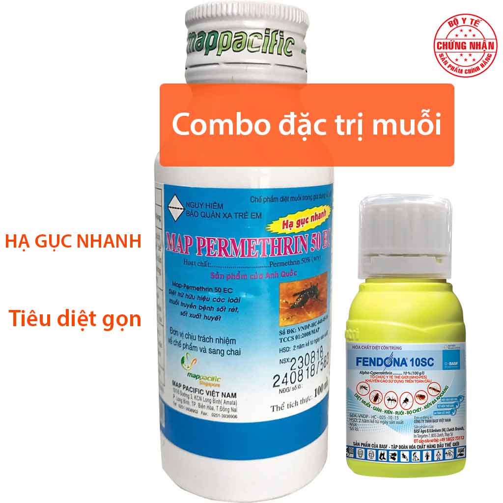 Thuốc Diệt Muỗi Fendona 10SC (50ml)+Permethrin 50EC (100ml) Không Mùi, Diệt Kiến Diệt Gián Diệt Ruồi Diệt Bọ Chét