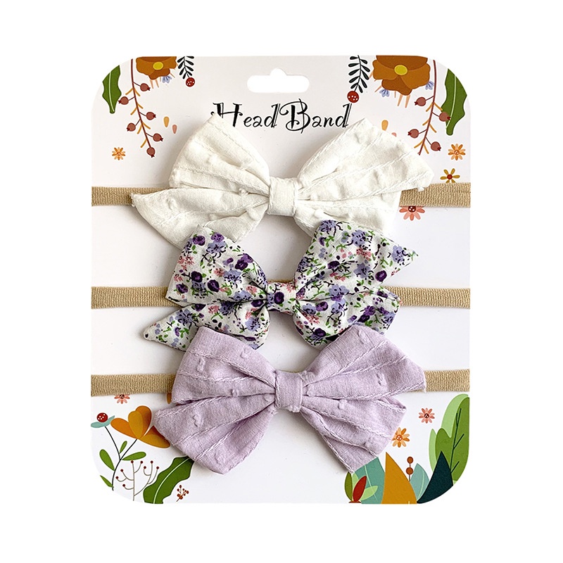 Set 3 Băng Đô Nơ Mềm Mại Xinh Xắn Cho Bé Gái