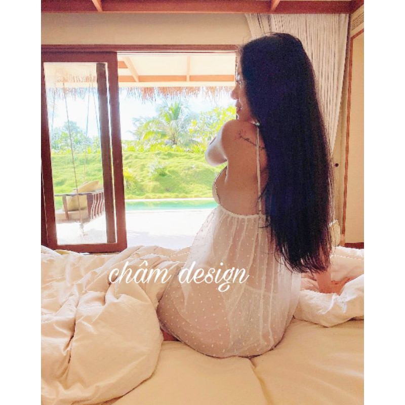 váy ngủ voan chấm bi trắng, hàng thiết kế độc quyền❤️
