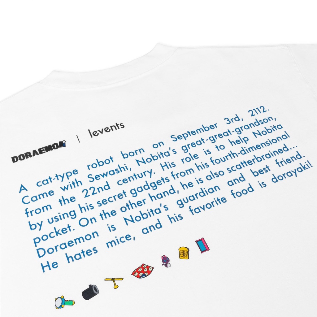 Áo thun Levents DORAEMON MiniCat vải Cotton dày mịn, logo thêu