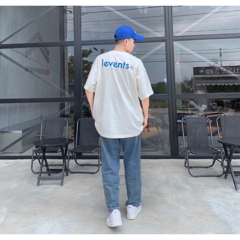 Áo thun unisex Levents Popular Logo Nam nữ màu trắng kem Full tag/Nam nữ unisex