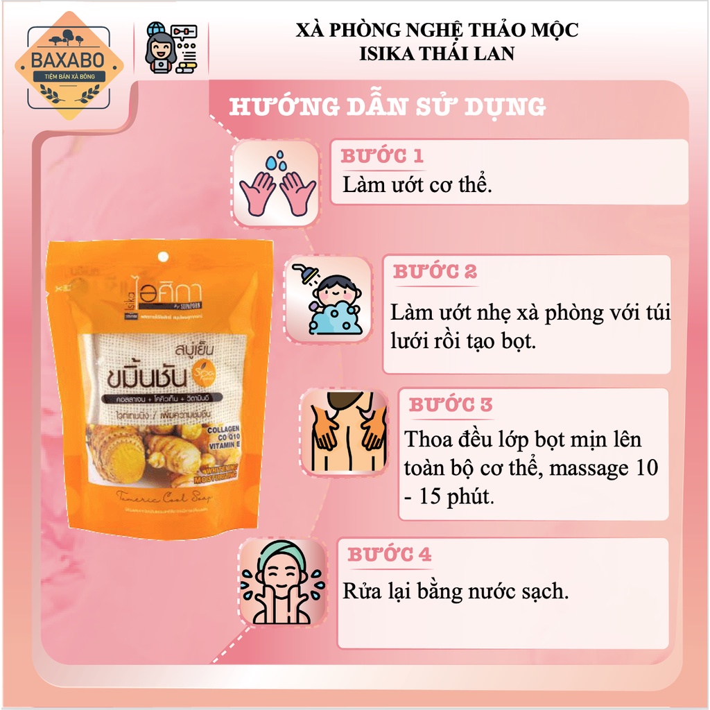 XÀ PHÒNG NGHỆ THẢO MỘC ISIKA NỘI ĐỊA THÁI LAN - XÀ PHÒNG GIẢM THÂM THẢO MỘC THÁI LAN - HÀNG CHÍNH HÃNG