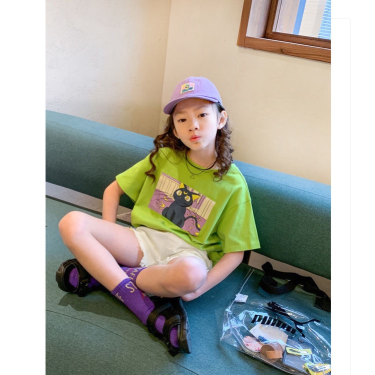 Áo Thun Mùa Hè Tay Ngắn Phong Cách Phương Tây Thời Trang Mới 2022 Dành Cho Bé Gái Trung Niên