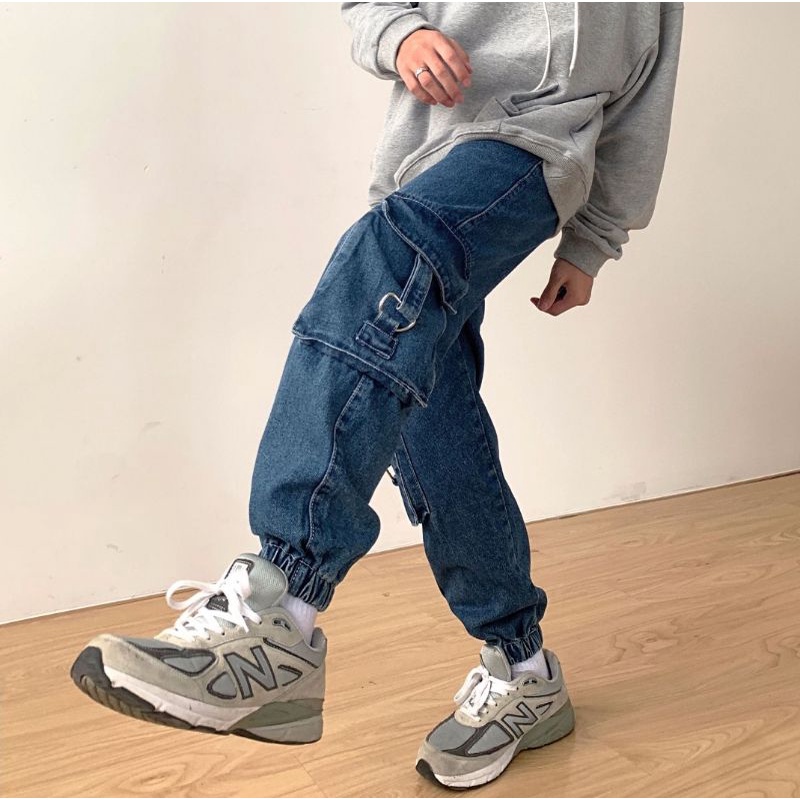 Quần jogger jeans túi hộp ống rộng siêu đẹp, nam nữ mặc được unisex ulzzang - ẢNH THẬT