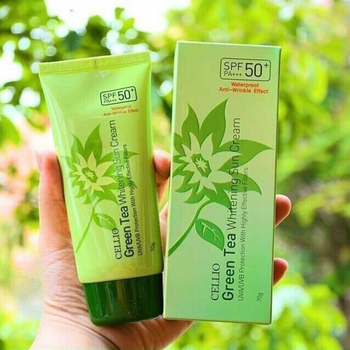 ( Mypham35 ) Kem chống nắng trà xanh Cellio Green Tea Whitening Sun Cream SPF 50+