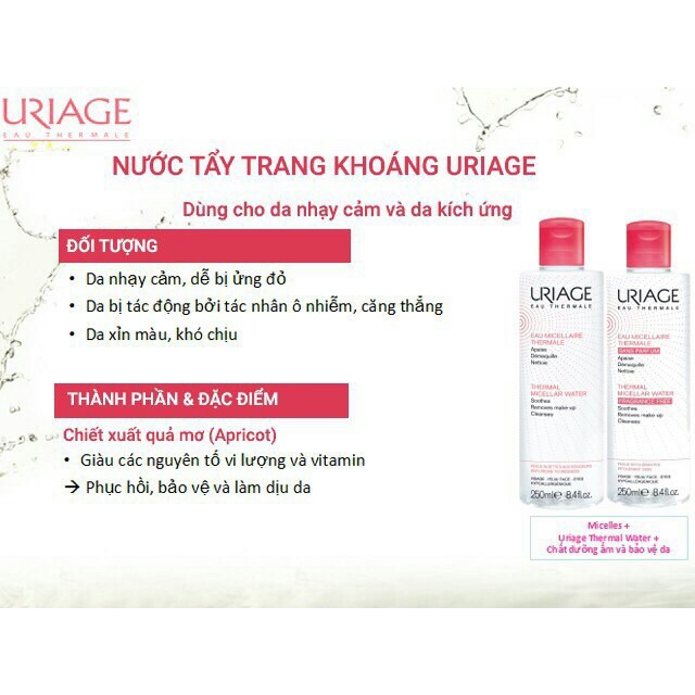 Nước tẩy trang URIAGE dành cho da dầu và da hỗn hợp