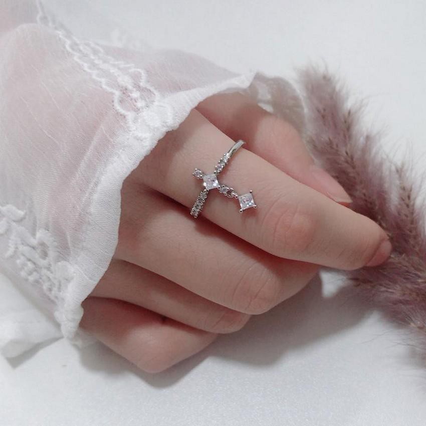 Nhẫn đính đá sang trọng Aura phụ kiện phong cách Hàn Quốc dễ thương