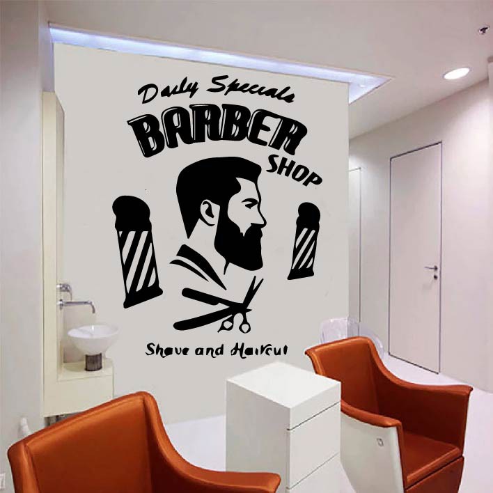 Decal Trang trí Barber, Salon cắt tóc Nổi bật, tăng tính thẩm mỹ, thu hút khách hàng P2