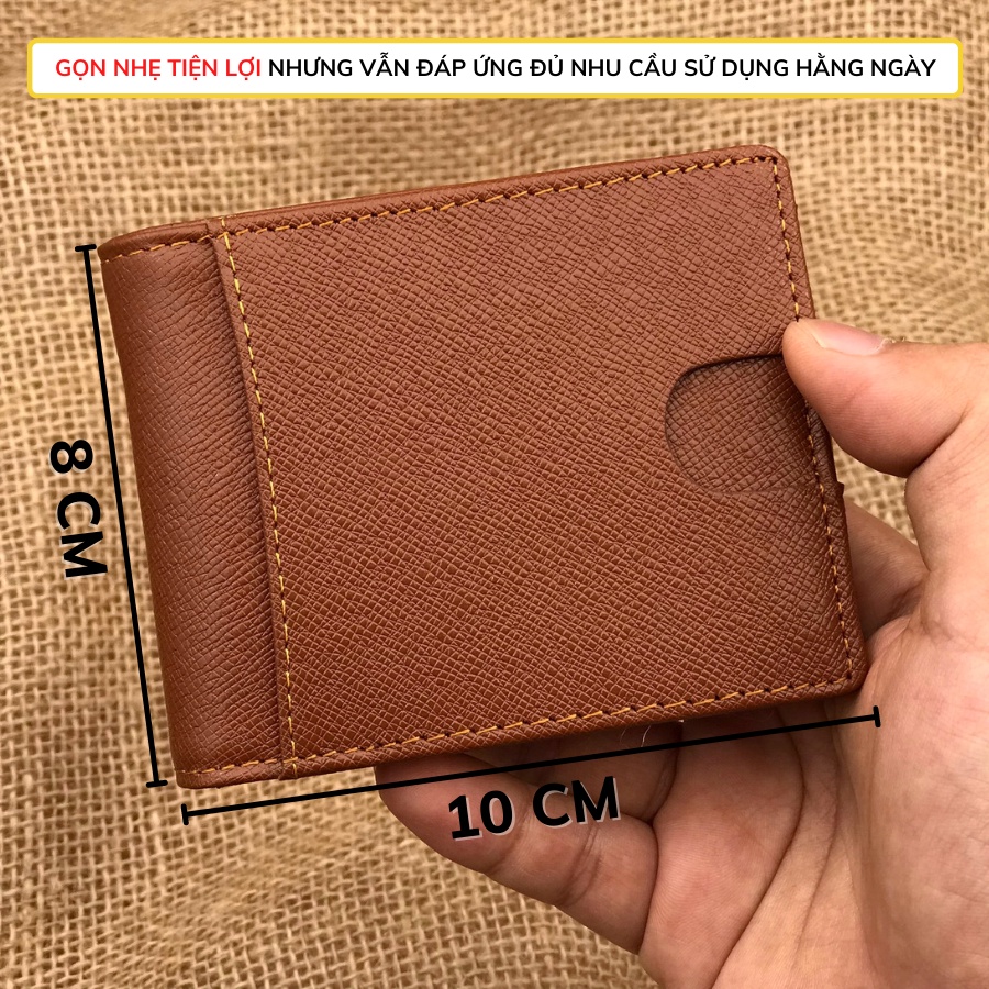 Ví mini nam nữ bóp da bò thật cao cấp chính hãng LIDAN, dáng gập nhỏ gọn nhiều ngăn đựng tiền đựng thẻ LD26