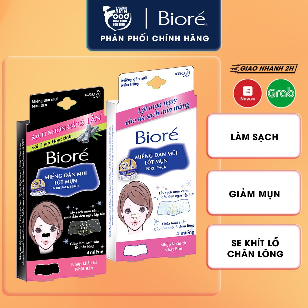 Bioré Miếng Dán Mũi Lột Mụn [Hộp 4 Miếng]