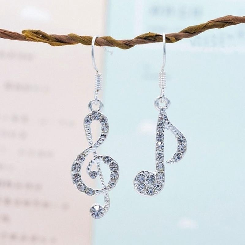Fashion Creative Earrings Cute Crystal Music Notes Earrings Women Jewelry Accessories