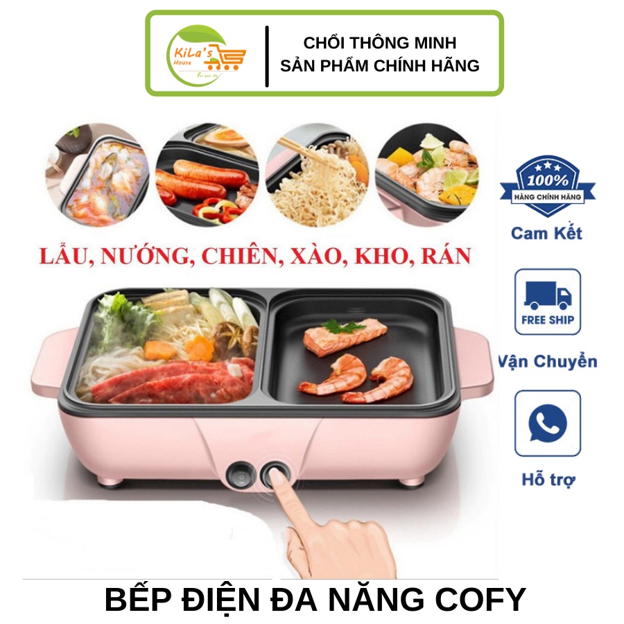 Bếp Lẩu Nướng Cofy 2 Ngăn Lẩu Và Nướng Siêu Tiện Dụng, Bếp Lẩu Đa Năng Công Nghệ Hàn Quốc