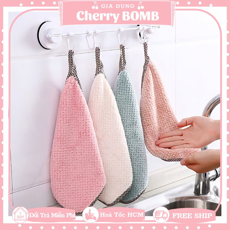 Khăn Bếp Dày Dặn Có Viền Đa Năng Lau Bát Chén Đĩa Nhà Bếp - Khăn Lau Sợi Cotton Thấm Hút 25x27cm