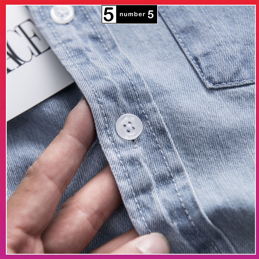 Áo Sơ Mi Denim Nam Cao Cấp Vải Dày Co Giãn