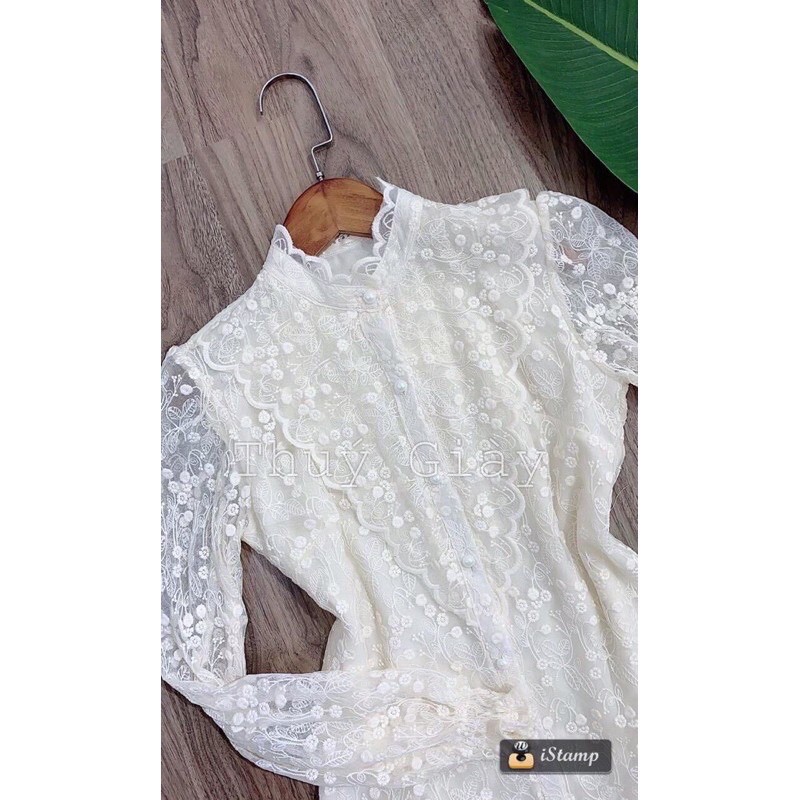 ( ảnh + viedeo - LINZ) Áo Sơ Mi Ren Nữ, Áo Sơ Mi Ren Thiết Kế, Sơ Mi Ren Bèo Ngực, Áo Ren Nữ Dài Tay A121 | BigBuy360 - bigbuy360.vn