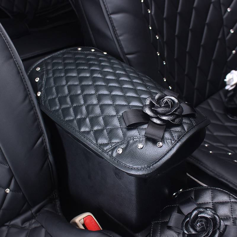 Đệm lót hộp tỳ tay họa tiết hoa trà dễ thương cho xe hơi