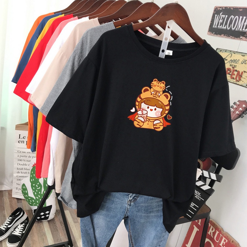 NRVP Áo thun tay ngắn cổ tròn in hình hổ năm mới Trung Hoa thời trang mùa hè cho nữ 2022