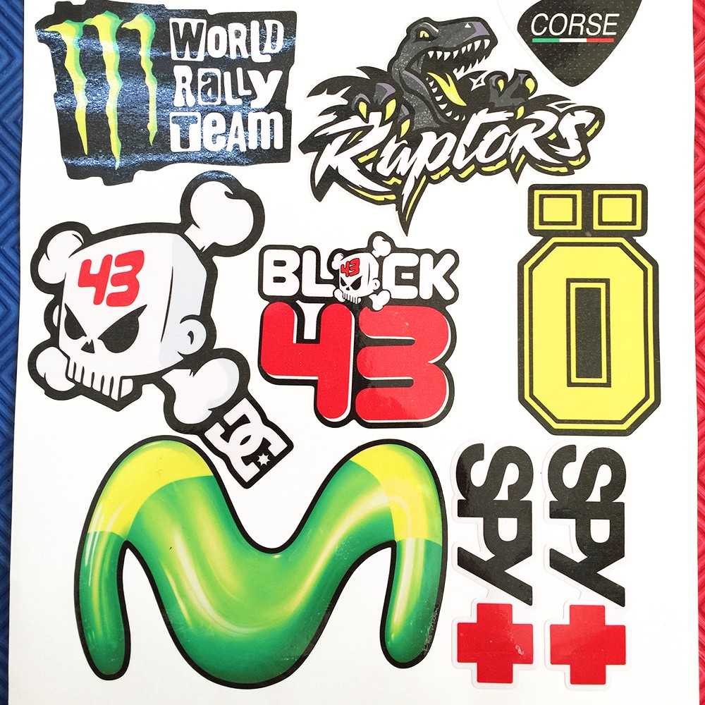 Bộ Tem Xe Máy Ohlins Eneos Monster Movistar - Chống Thấm Nước Khổ A4