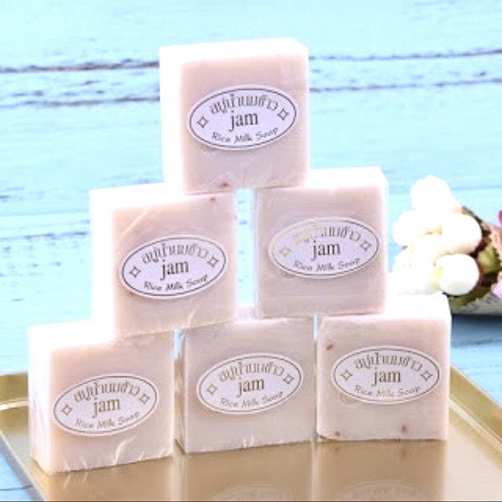 Combo 6 bánh Xà phòng cám gạo jam rice milk soap Thái trắng da, ngừa mụn, mờ thâm