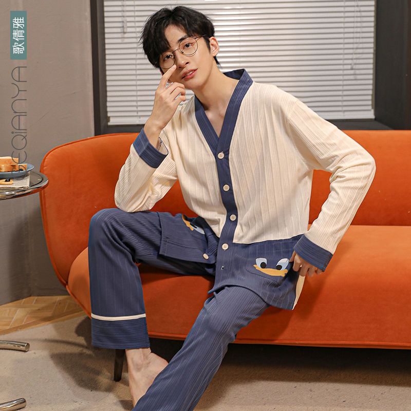 Bộ Đồ Ngủ Cotton Dài Tay Họa Tiết Hoạt Hình Xinh Xắn Theo Phong Cách Xuân