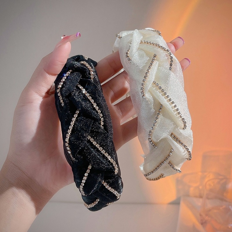 Băng Đô Vải Lưới Thắt Bím Bản Rộng Thời Trang Cho Nữ