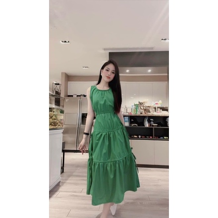 Váy 3 tầng khoét chun eo đính  nơ