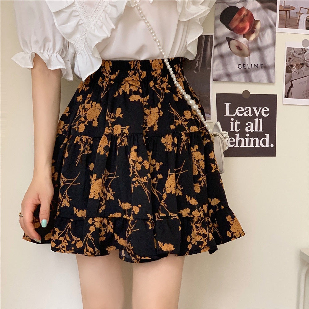Chân Váy Hoa Lưng Cao Thời Trang Mùa Hè Hàn Quốc Dành Cho Nữ
