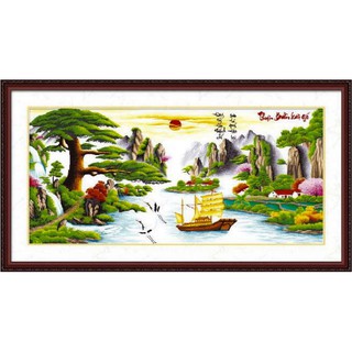 Tranh Thêu Chữ Thập Tùng Kỳ Tân Khách Quý, Sơn Phú Quý Tân Lai, KT Nhỏ A517 (KHÁCH TỰ THÊU) KT:150X67CM