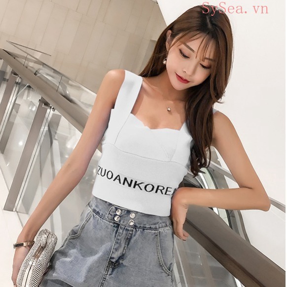 Áo Hai Dây Dệt Kim Thiết Kế Quyến Rũ Cho Nữ