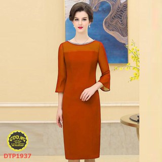 DTP1937-ĐẦM DỰ TIỆC PHOM SUÔNG CỔ ĐÍNH HẠT SANG TRỌNG HÀNG MAY CHÍNH CHỦ