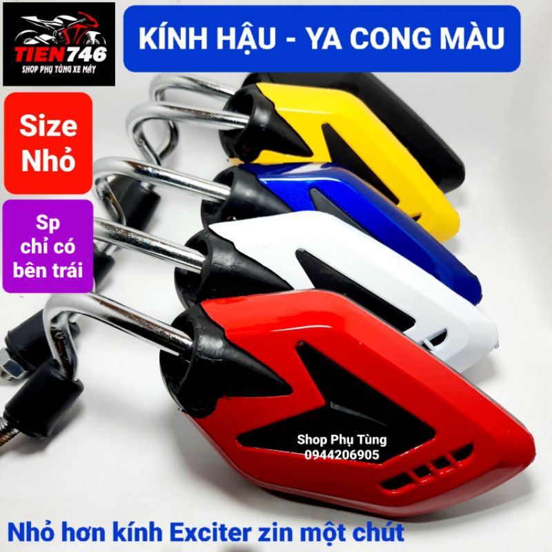 Gương chiếu hậu, Kính hậu kiểu YA CONG Size NHỎ nhiều màu, chân kính 10mm, 1 cái lắp bên trái.