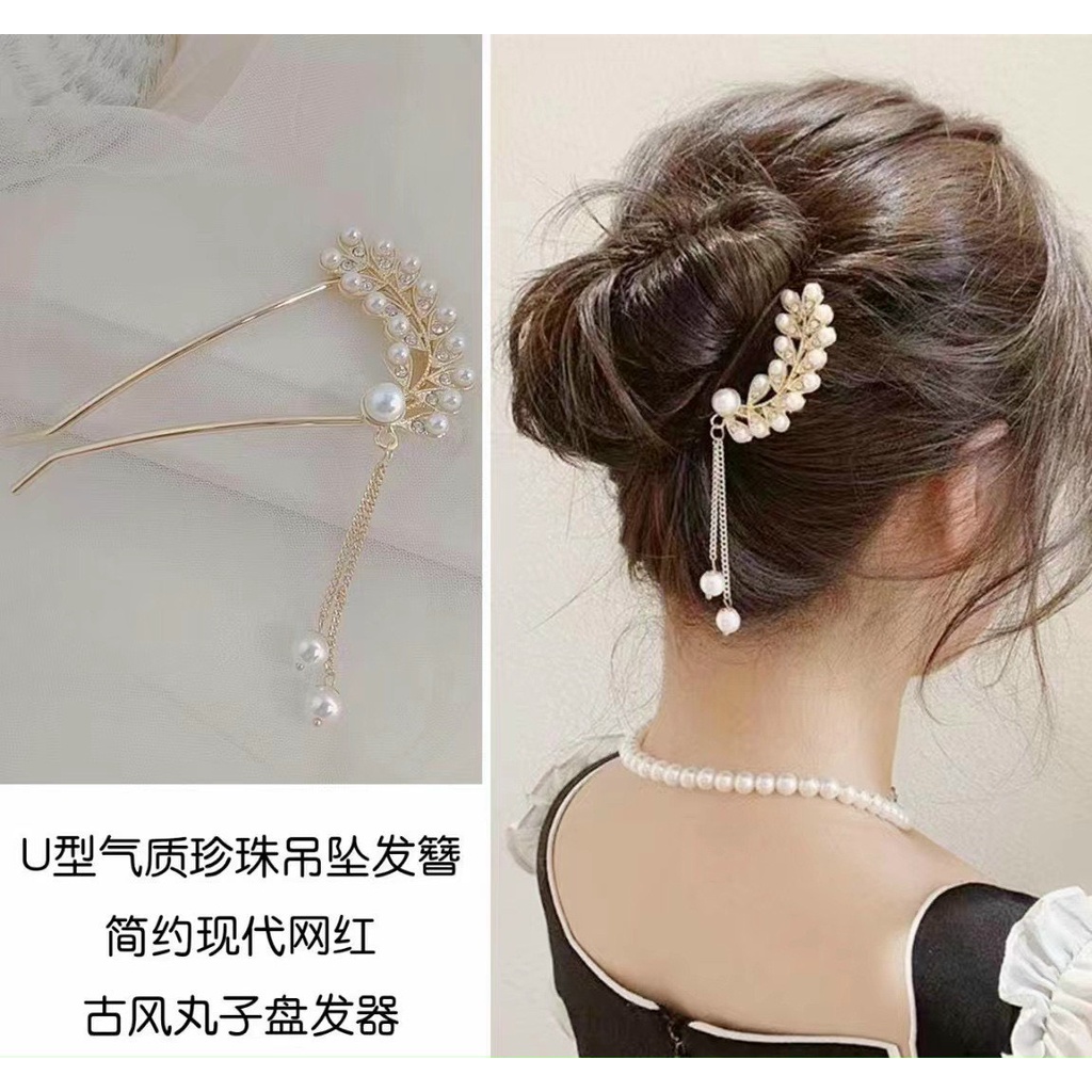 Cài tóc Hàn Quốc, trâm cài tóc chữ U đính đá thanh lịch sang trọng - Happy Life 4U