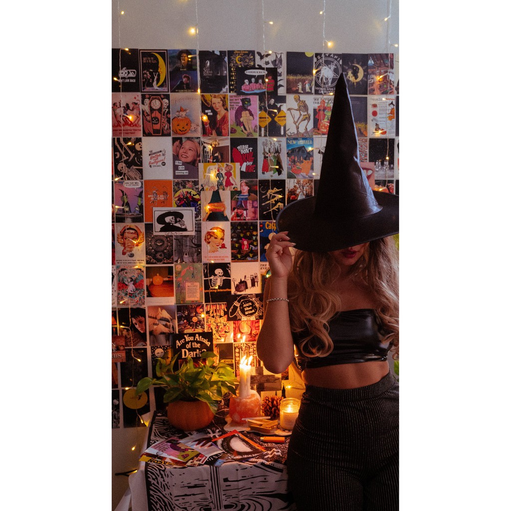 Wall Collage dán tường trang trí decor phòng ngủ - theme Cam bí ngô Âu Mỹ