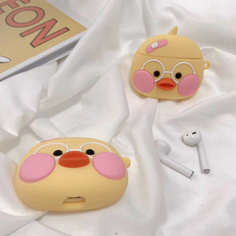 Case vỏ bọc tai nghe Airpods 1, 2, 3 Pro, i11, i12,...vịt vàng má hồng siêu kute đáng yêu