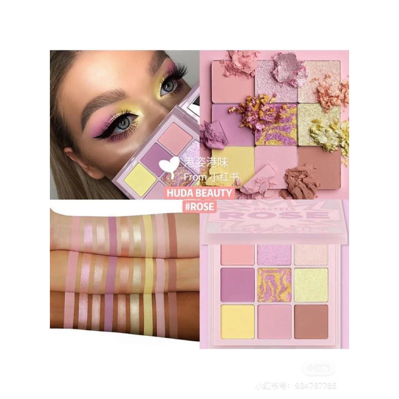 Bảng Mắt nhà Huda 9 ô 💥HUDA PASTELS (MÀU ROSE).