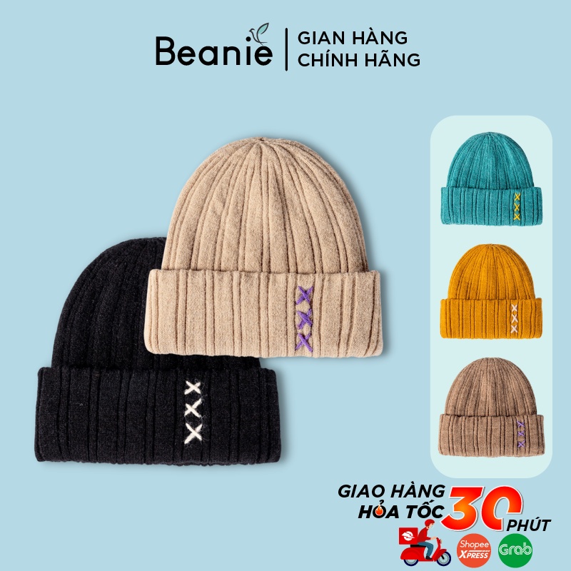 Mũ Len Thêu Chỉ Chữ X Vintage BEANIE Thời Trang Hàn Quốc, Nón Len Nam Nữ Unisex Nhiều Màu Cao Cấp Mùa Đông, Màu Đen B001