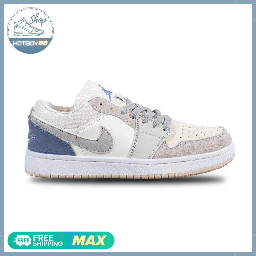 Giày thể thao  jd paris trắng xám gót xanh thấp cổ thời trang nam nữ, / Hotboy86