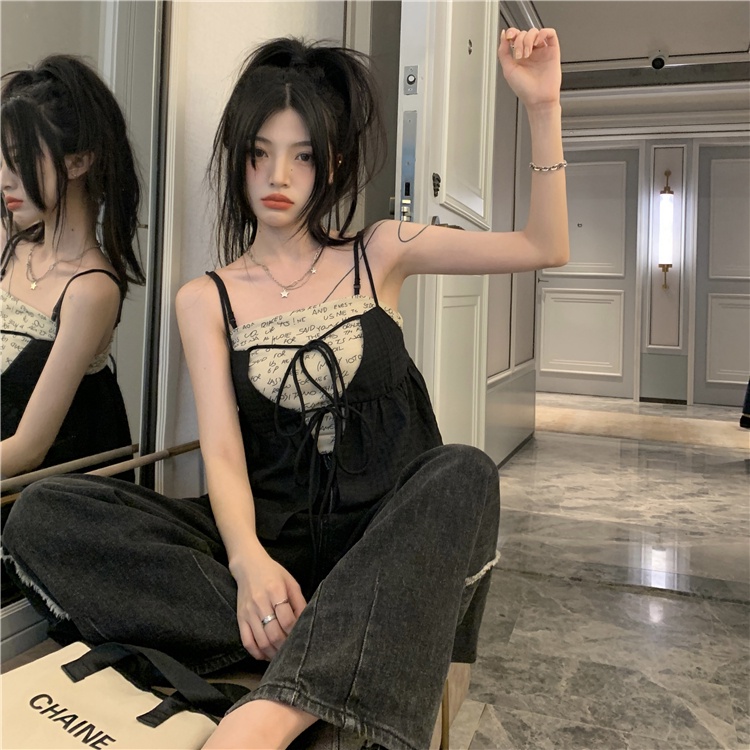 HUANG YOYO  Set Áo Hai Dây Và Áo Khoác cardigan Thời Trang Hàn Quốc Cho Nữ