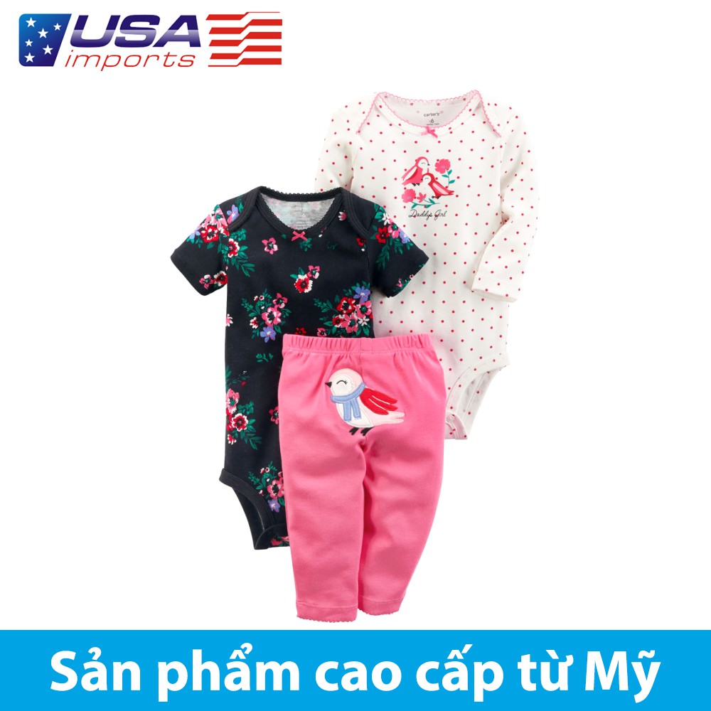 Set 3 bodysuit kèm quần Car-tờ Auth Từ Mỹ (126H030)