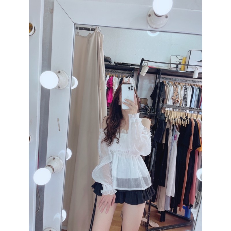 Áo trễ vai voan kính