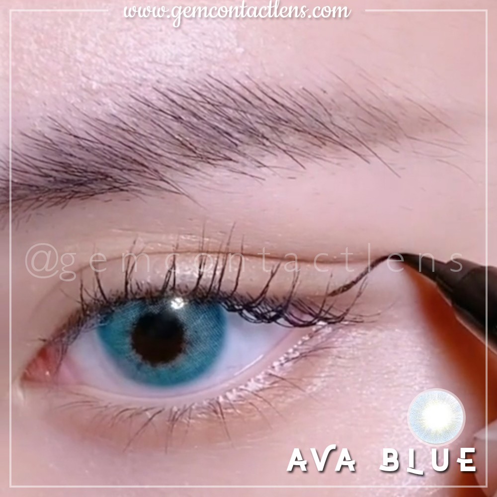 Lens áp tròng AVA BLUE ẩm cao 55% - HSD 6 THÁNG - tặng kèm khay dụng cụ