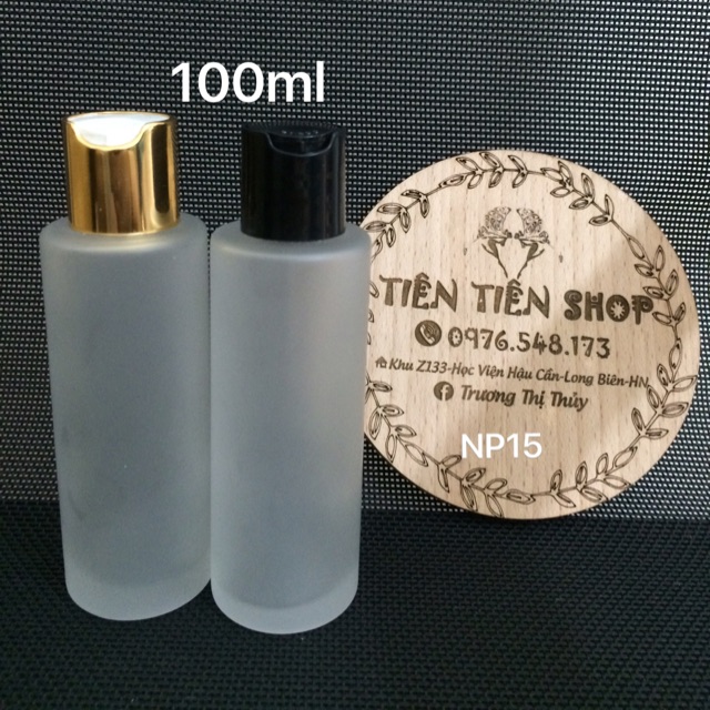 Chai thuỷ tinh mờ vai vuông 100ml nắp press