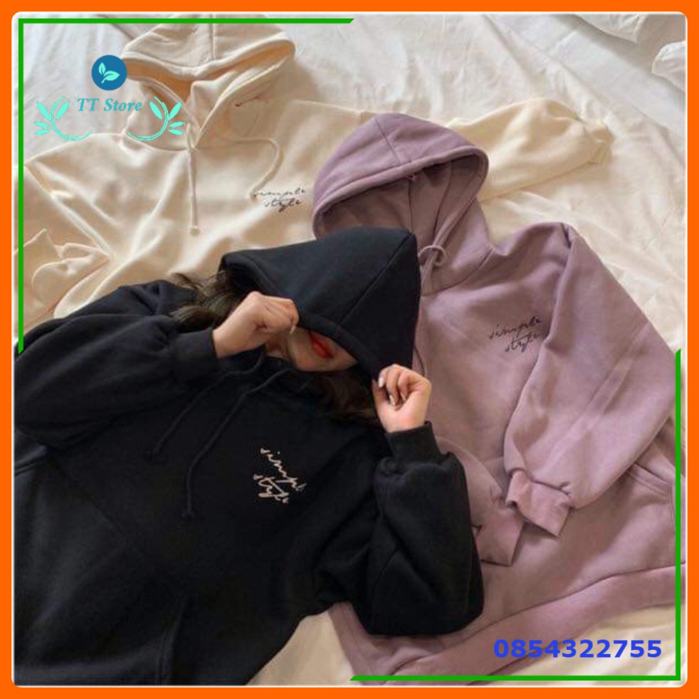 (mới) ÁO HOODIE SIMPLE STYLE UNISEX 3 MÀU TÍM ĐEN BE - (Sp sẵn) -👗TTshop👑