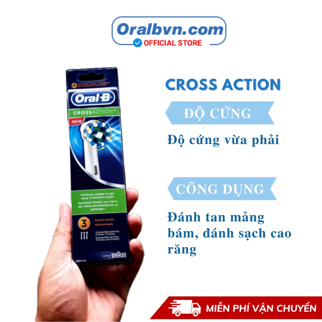 Đầu bàn chải điện Oral B thay thế FLOSS ACTION có lông di dộng, làm sạch sâu các kẽ răng